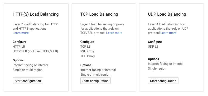 GCP Load balancing options